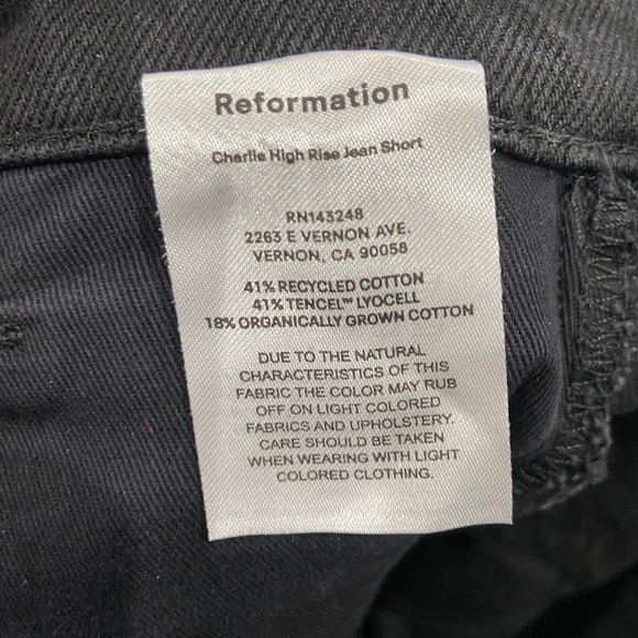 Reformation Charlie High Rise Jean Shorts Seattle Black Women’s Size 24 New - Picture 6 of 6